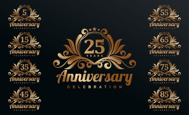 Premium Vector Golden Anniversary Celebration Logotype Set