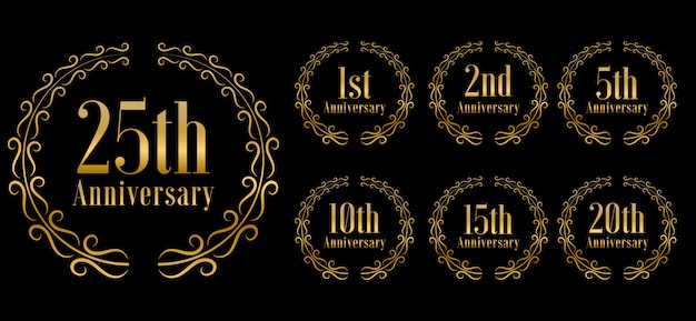 Premium Vector | Golden anniversary celebration set premium