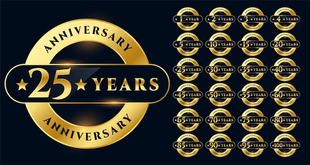 Free Vector | Golden anniversary labels big set design