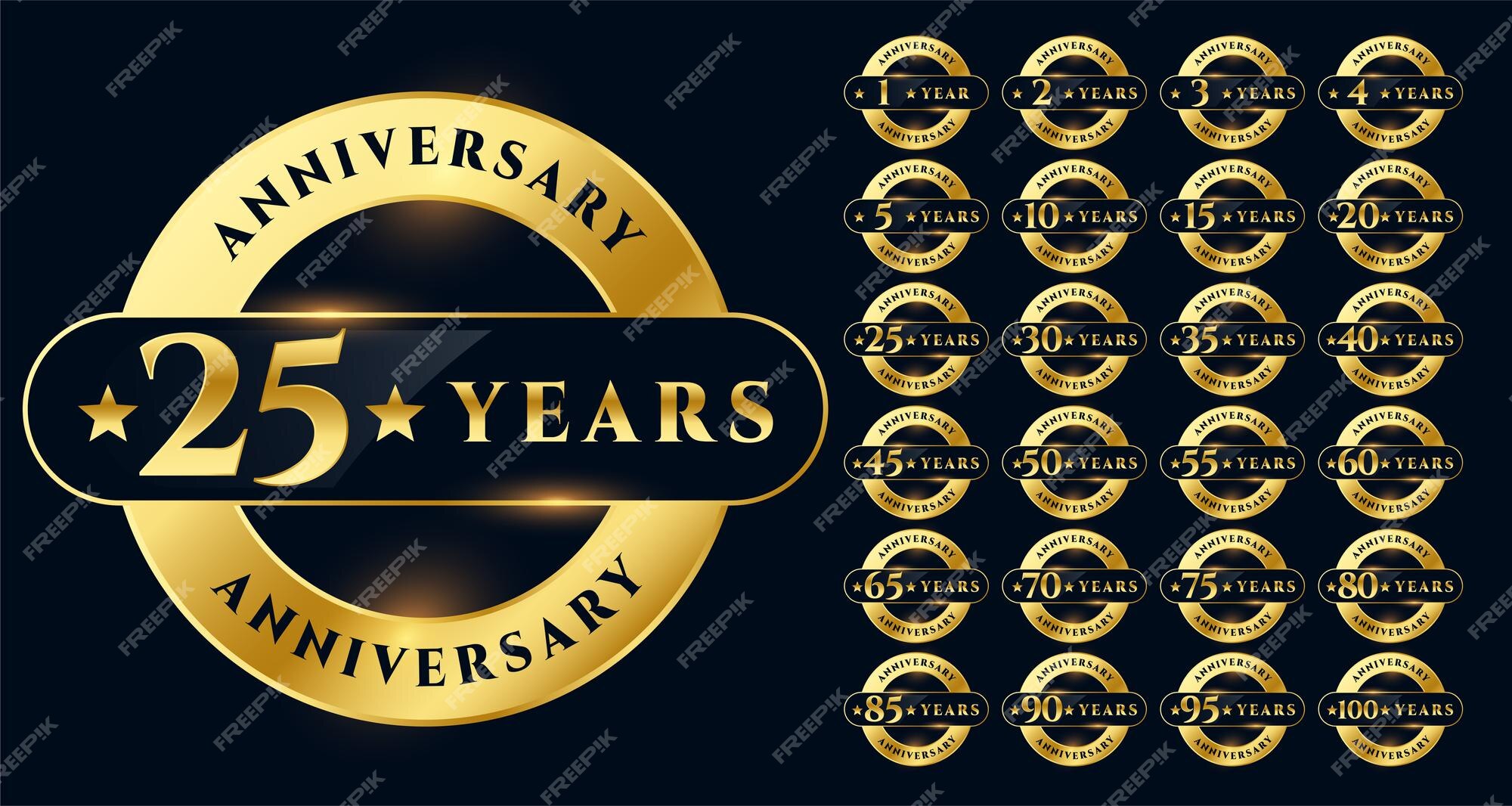 Free Vector | Golden anniversary labels big set design