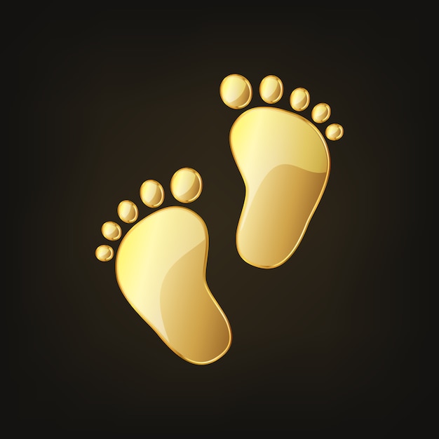 黄金の赤ちゃんの足跡 ベクトルイラスト プレミアムベクター
