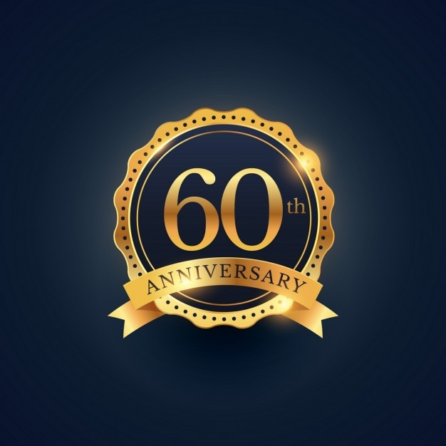 Golden badge for the 60th anniversary Vector | Free Download