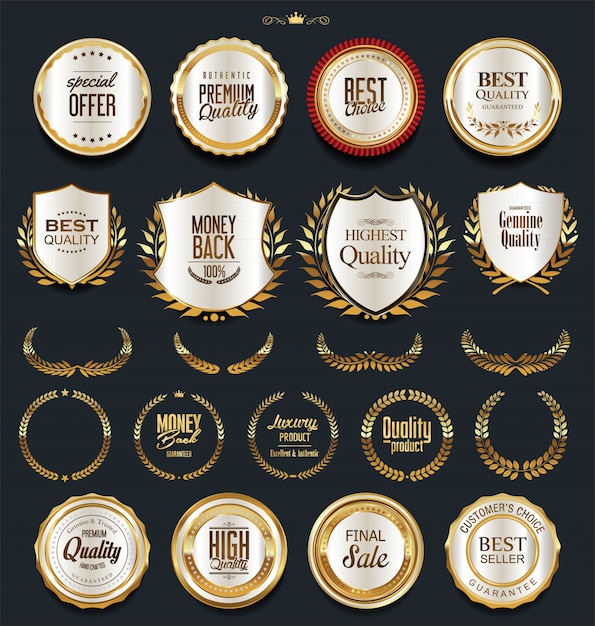 Premium Vector Golden Badges And Labels