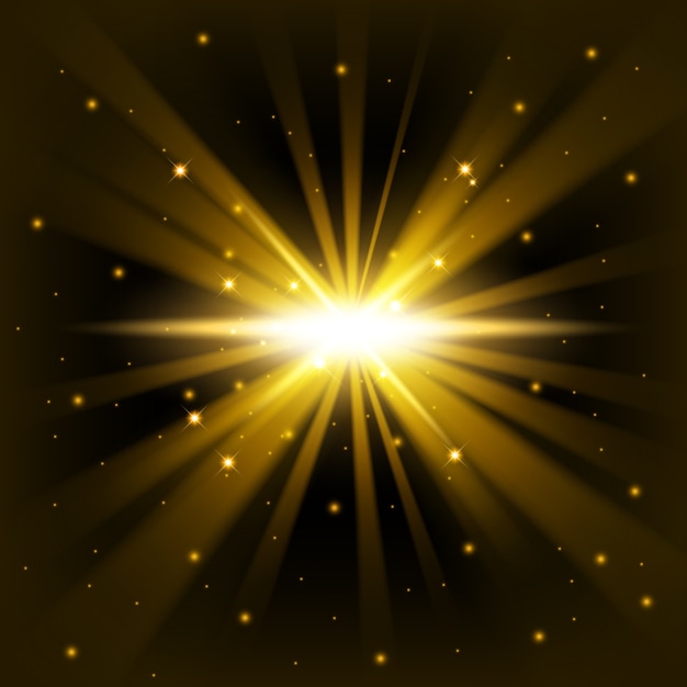 ゴールデンビッグバンは 暗闇の背景から輝く プレミアムベクター