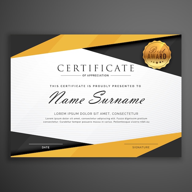 Golden black geometric certificate | Free Vector