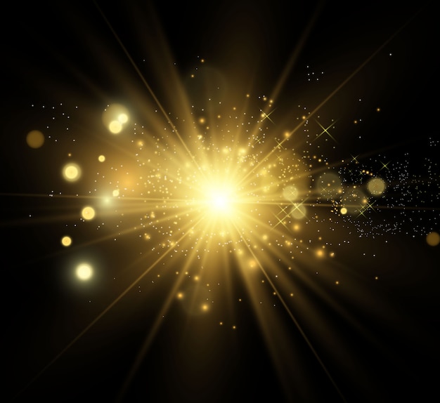 Premium Vector | Golden bright star. light effect bright star ...