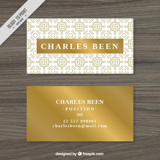 Golden business card in art deco style Vector Free Download