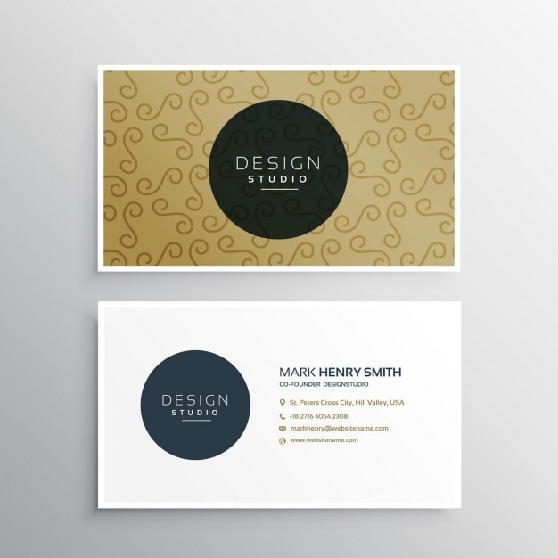 Golden business card with ornaments