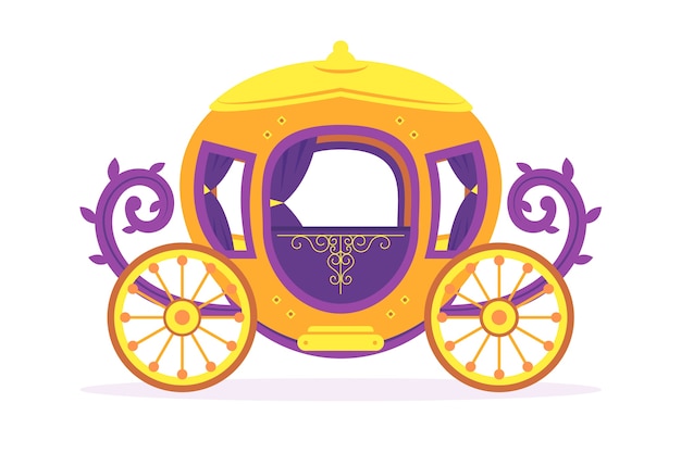 Free Vector | Golden carriage with roses thorns fairy tale concept