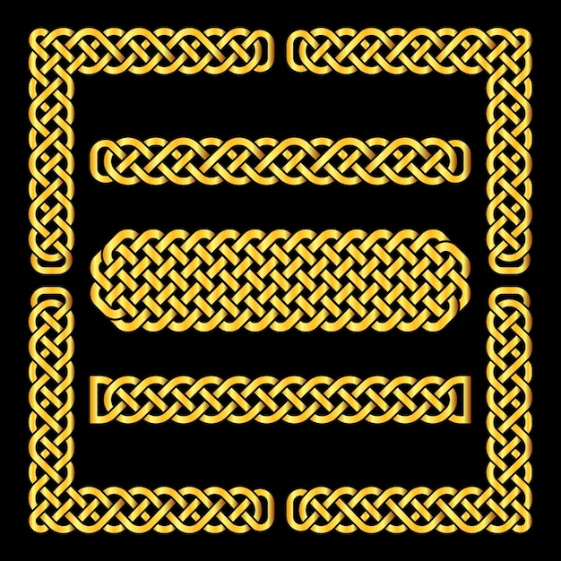 Download Golden celtic knots vector borders and corner elements ...