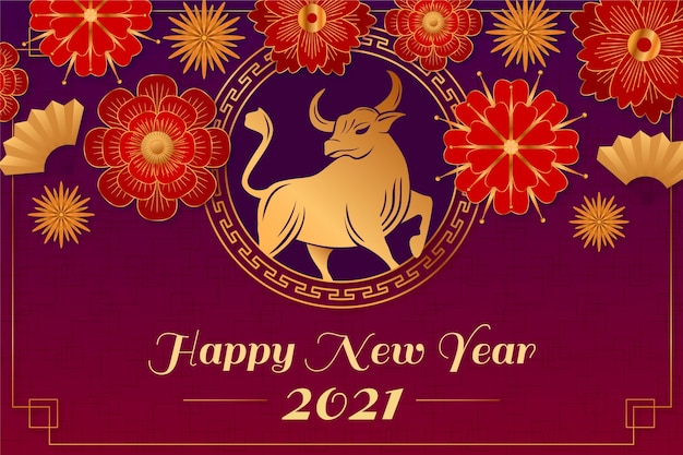 Premium Vector | Golden chinese new year 2021