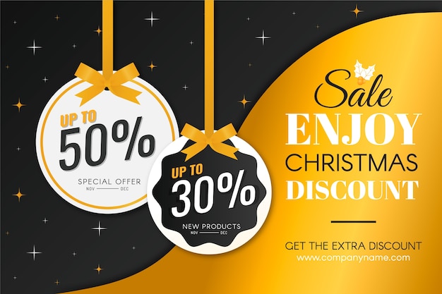 Golden christmas sale Free Vector