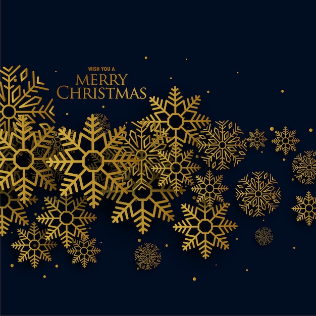 Golden christmas snowflakes on black\
background