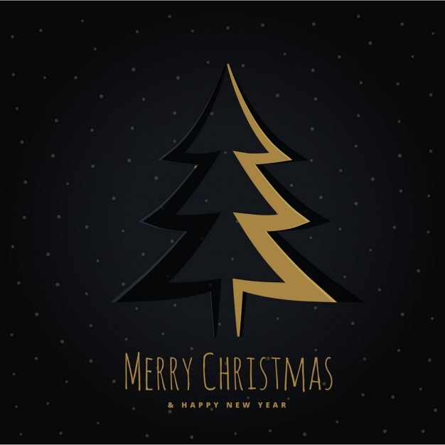 Golden christmas tree on a black background Vector | Free Download