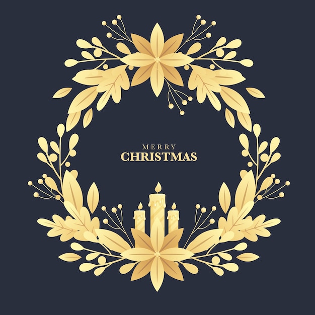 Premium Vector | Golden christmas wreath concept