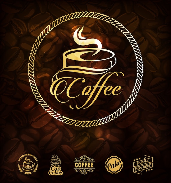 Download Free Golden Coffee Labels And Coffee Beans Background Premium Vector Use our free logo maker to create a logo and build your brand. Put your logo on business cards, promotional products, or your website for brand visibility.