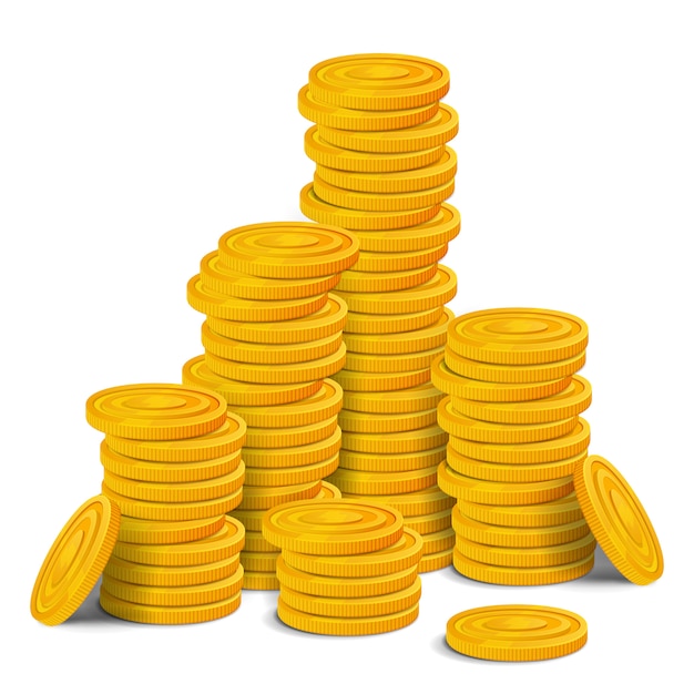 Premium Vector | Golden coins big stack. hyge pile of colorful glossy ...