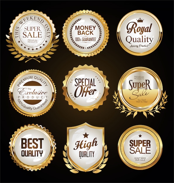 Premium Vector | A golden collection of various badges and labels