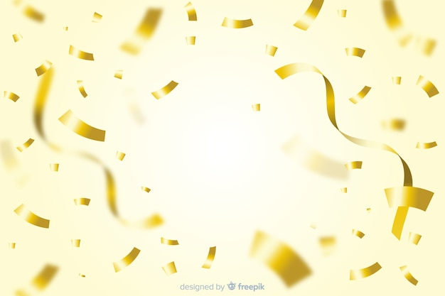 Golden confetti background realistic style Vector | Free Download