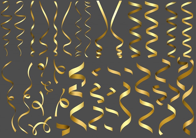 Golden confetti collection | Premium Vector