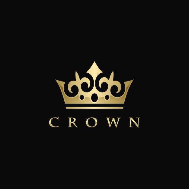 Golden crown logo vector | Premium Vector
