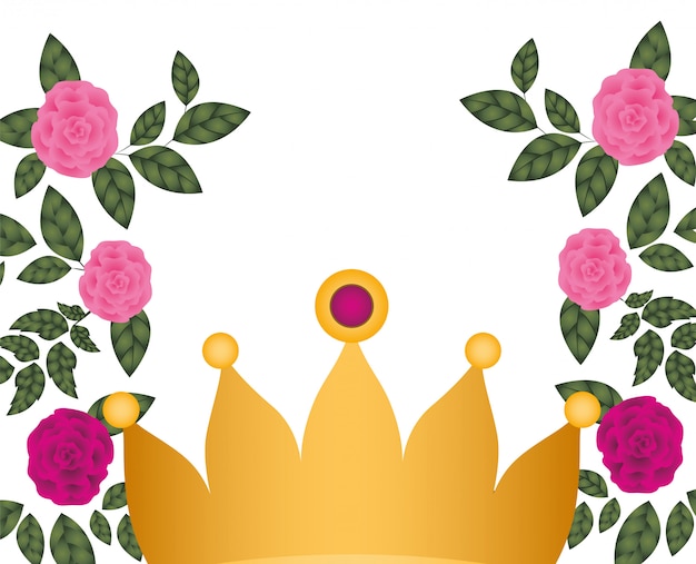 Premium Vector | Golden crown with roses isolated icon
