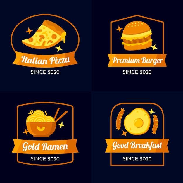 Download Free Download Free Golden Design Restaurant Logo Collection Vector Use our free logo maker to create a logo and build your brand. Put your logo on business cards, promotional products, or your website for brand visibility.
