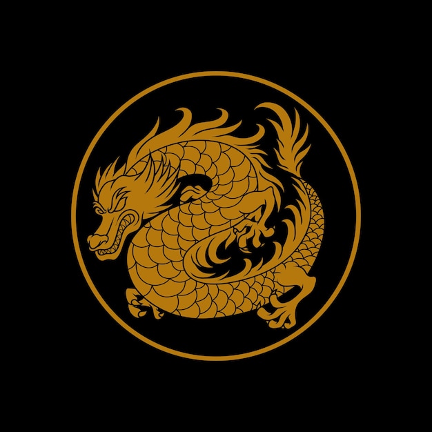 Premium Vector | Golden dragon logo illustration