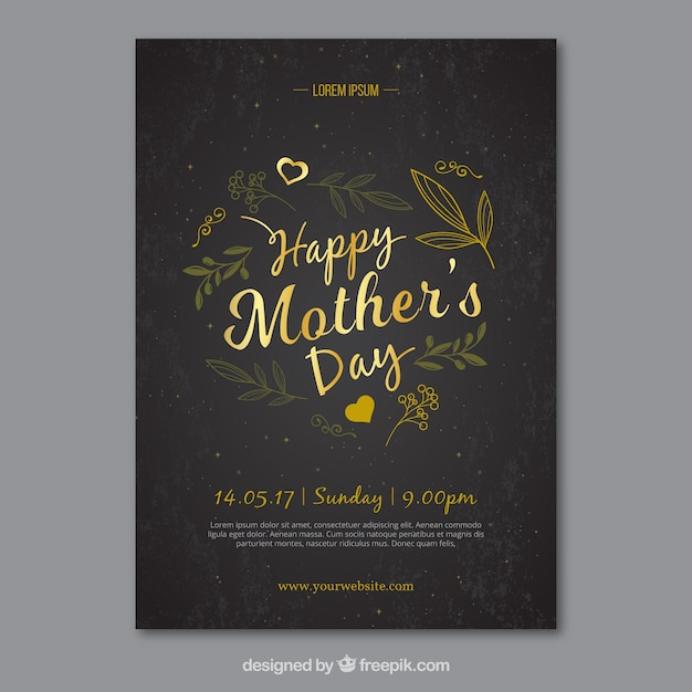 Free Vector Golden Elegant Mothers Day Card