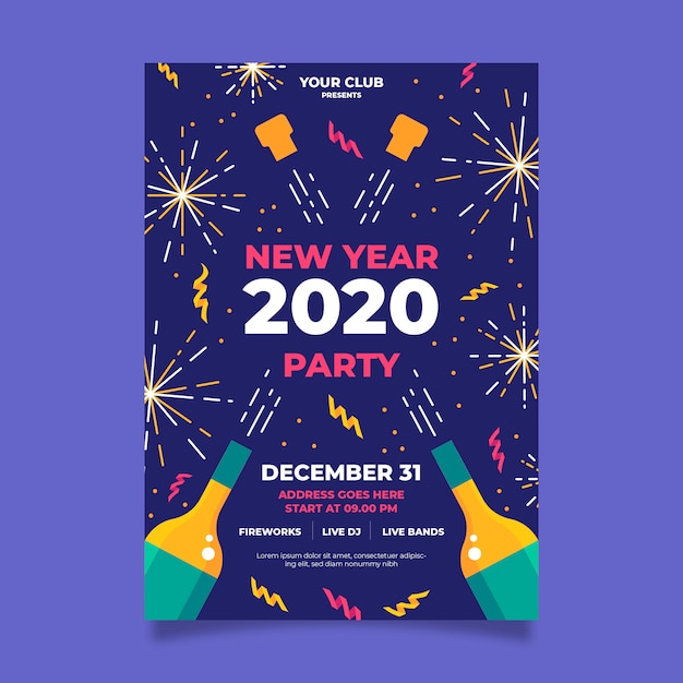 Download Golden fireworks and champagne happy new year 2020 flyer ...