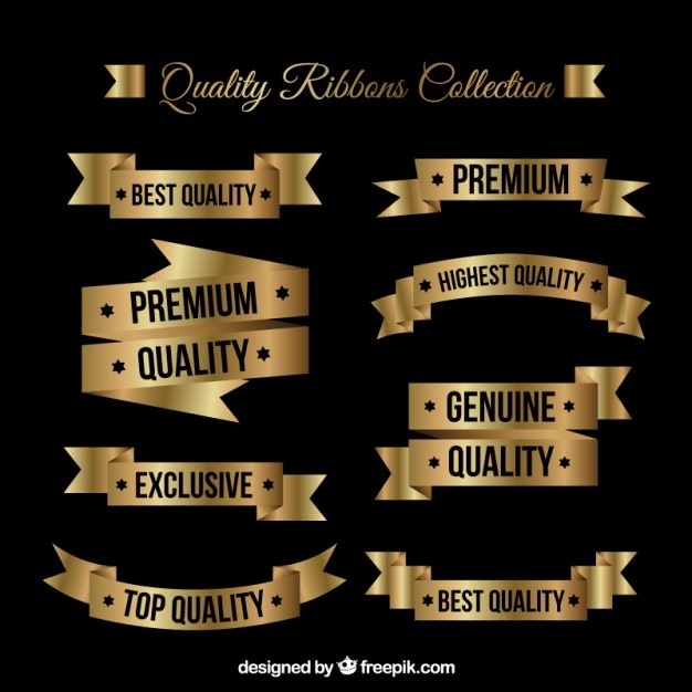 Free Vector Golden flat premium quality  ribbons
