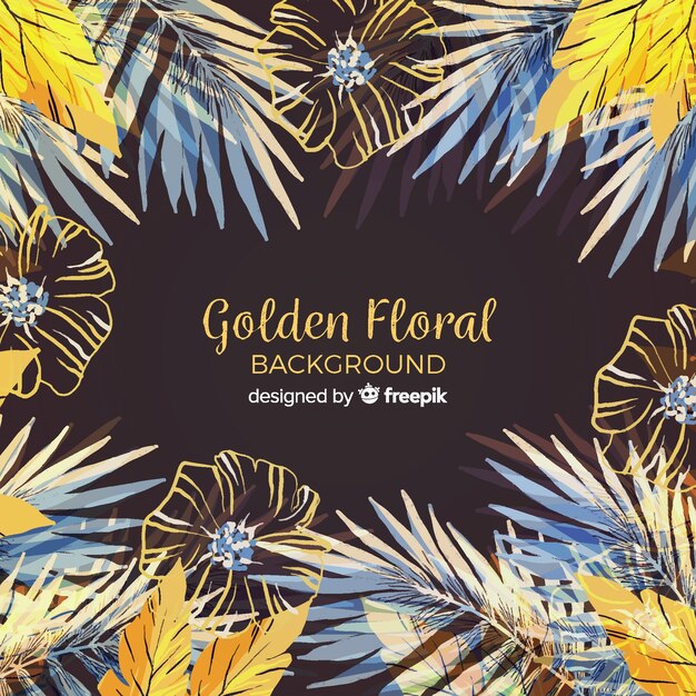 Download Golden floral background | Free Vector