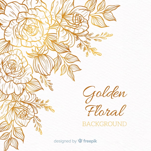 Download Golden floral background | Free Vector