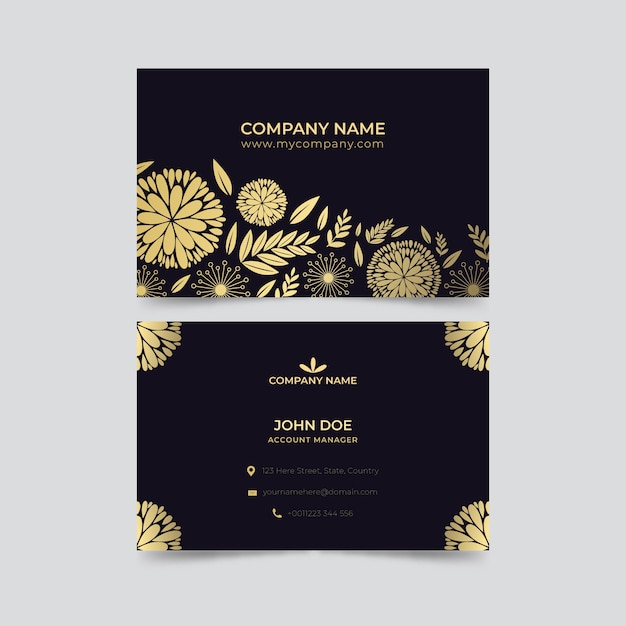 Free Vector | Golden floral business card template