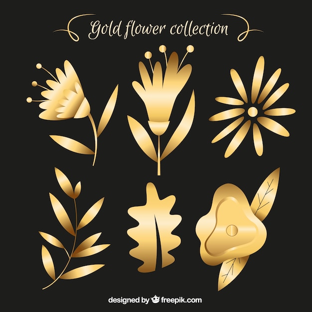 Free Vector | Golden flower collection