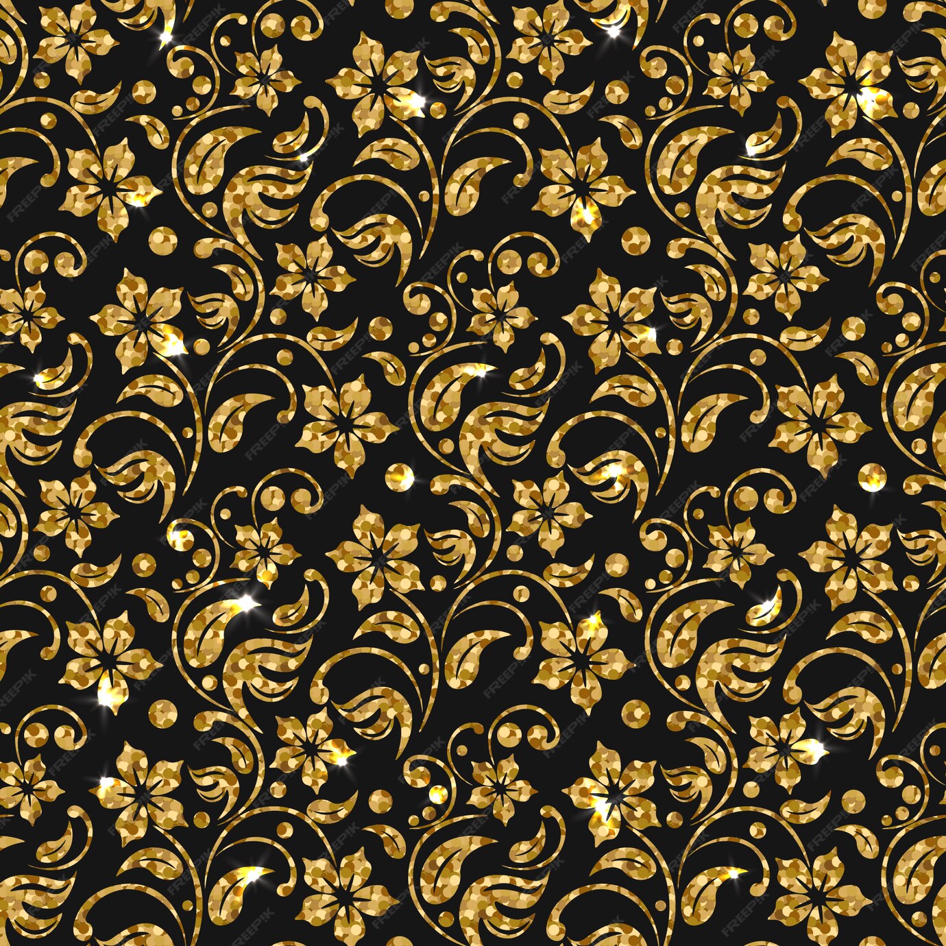 Free Vector | Golden flowers pattern background