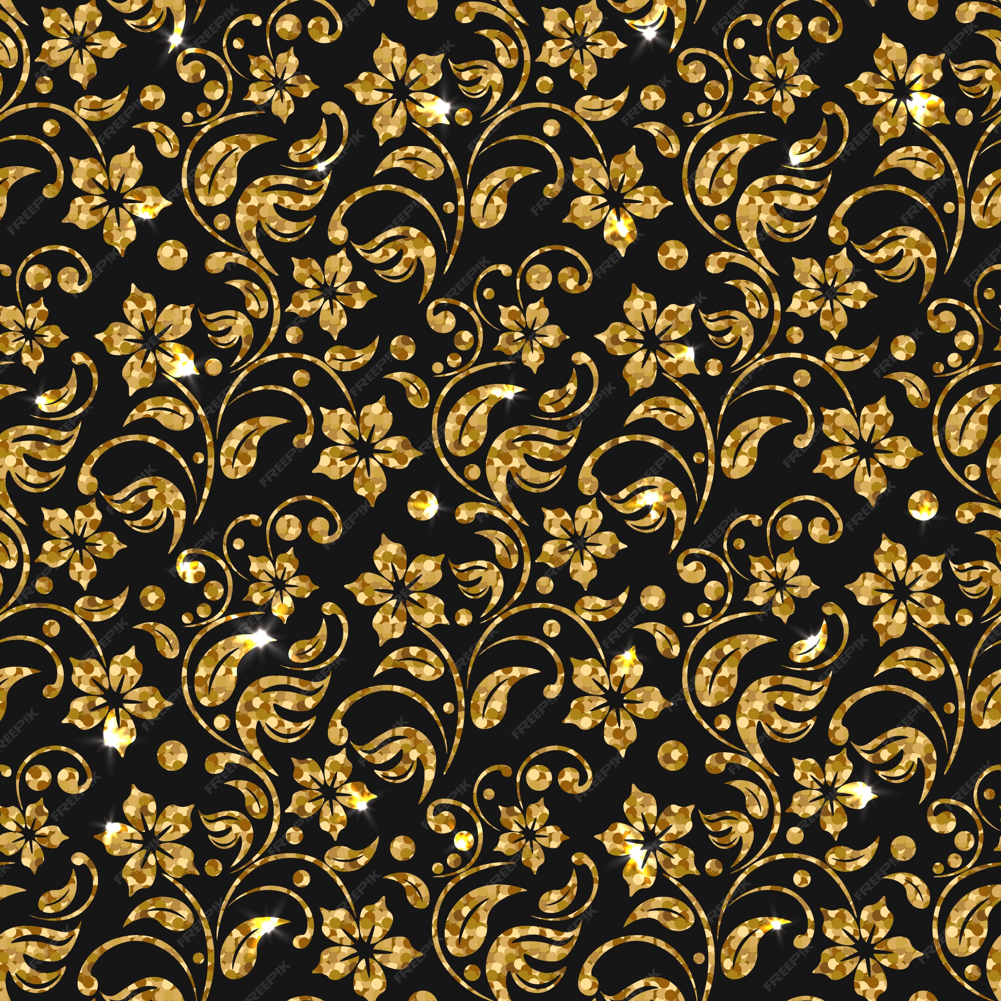 Free Vector Golden flowers pattern background