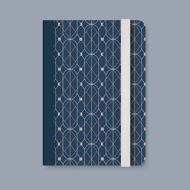Golden geometric pattern cover of a blue diary vector Free Vector