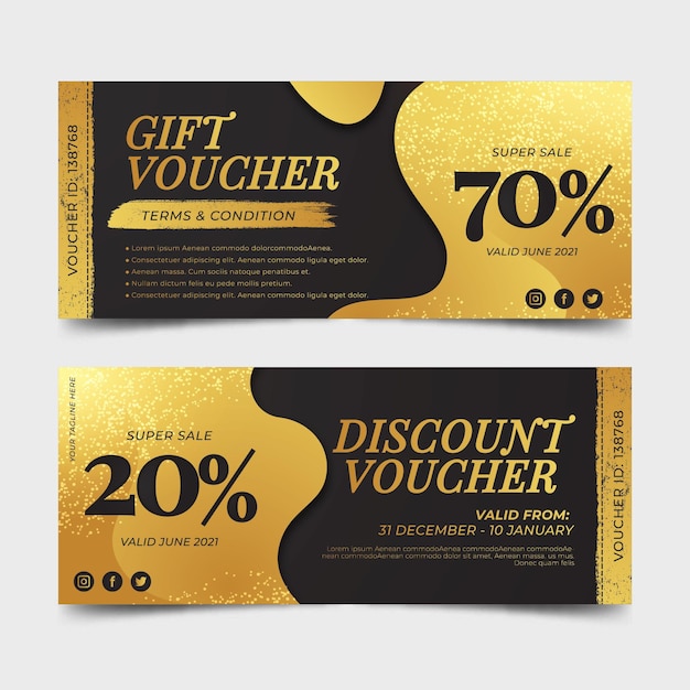 Free Vector | Golden Gift Voucher Template