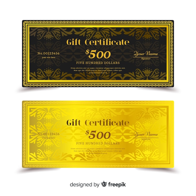 Golden gift voucher | Free Vector