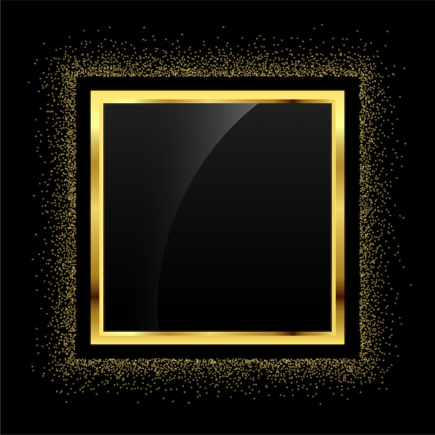 Golden glitter empty frame background Free Vector