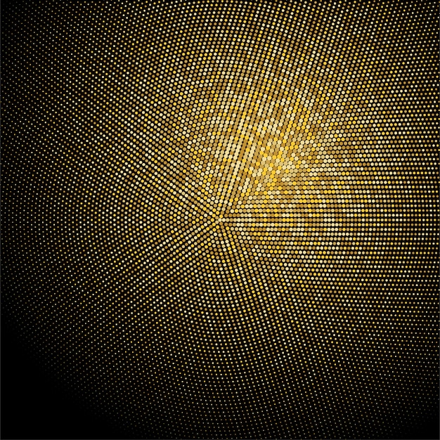 ゴールデンキラキラハーフトーンドット背景 ゴールドレトロパターン プレミアムベクター