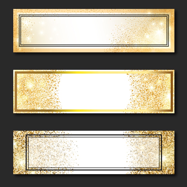 Golden Glitter Horizontal Banners Vector Free Download