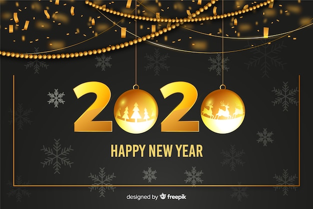 Free Vector | Golden globes for 2020 happy new year