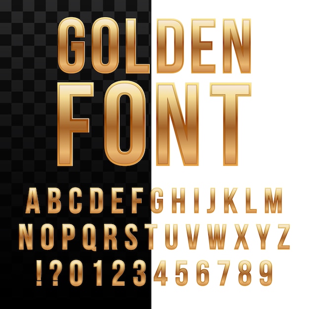 Download Golden glossy font, gold alphabet, metal typeface. Vector ...