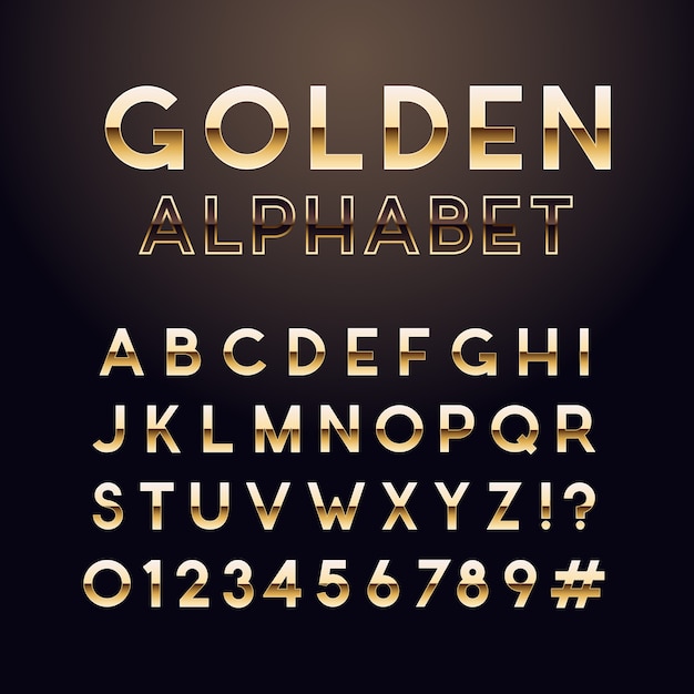 Download Golden glossy font. | Premium Vector