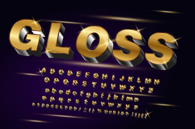 Download Golden glossy vector font or gold alphabet | Premium Vector