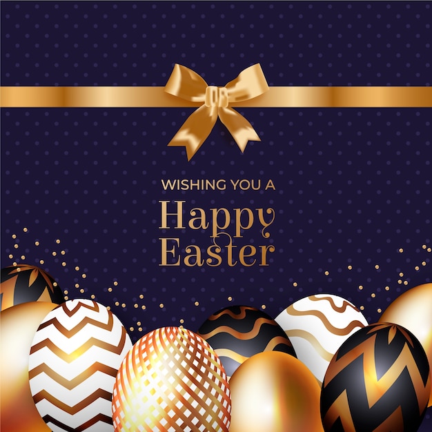 Golden happy easter day design | Free Vector