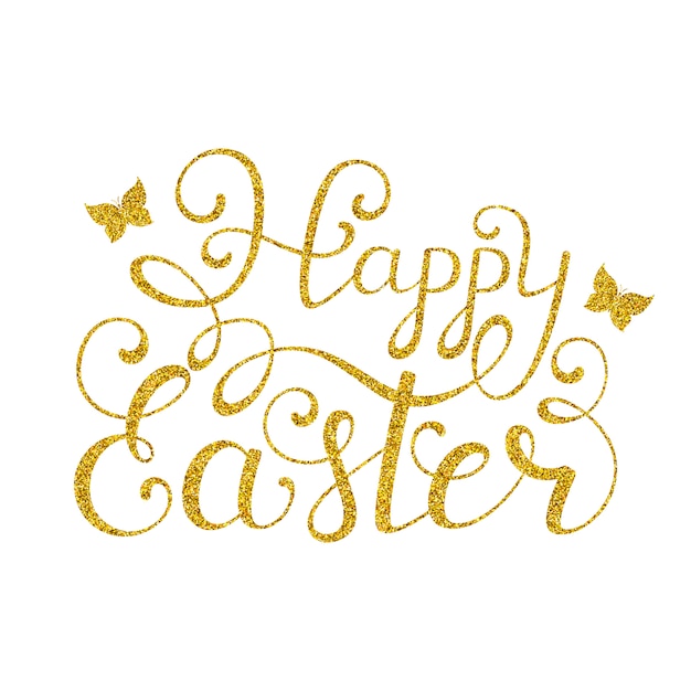 Premium Vector | Golden happy easter inscription