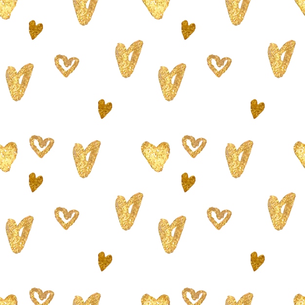 Golden hearts pattern design Vector | Free Download